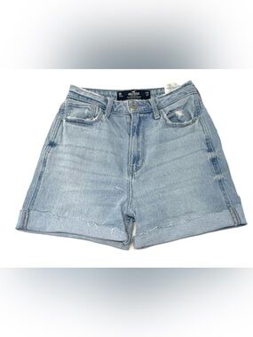 Hollister Ultra High-Rise Mom Shorts Light Wash Distressed Size W24/L27